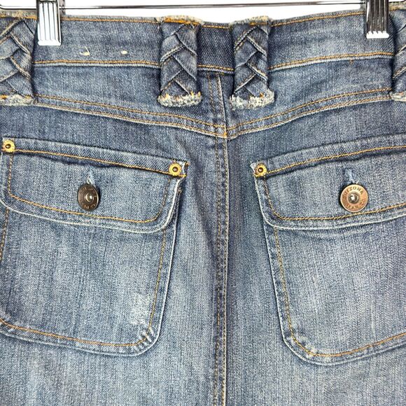 Arizona Jeans Skirt Juniors Size 1 Denim Mini Skirt Retro 90s Y2K Braided‎ - Picture 5 of 10